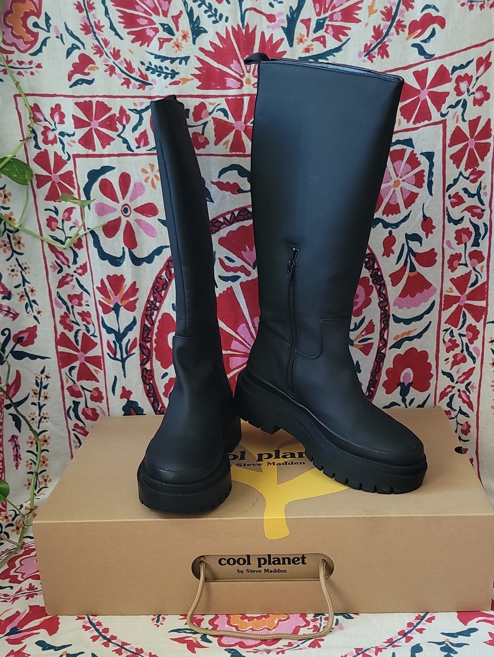 Steve Madden Cool Planet Water Proof Black Platform Knee-High Festival Boots
